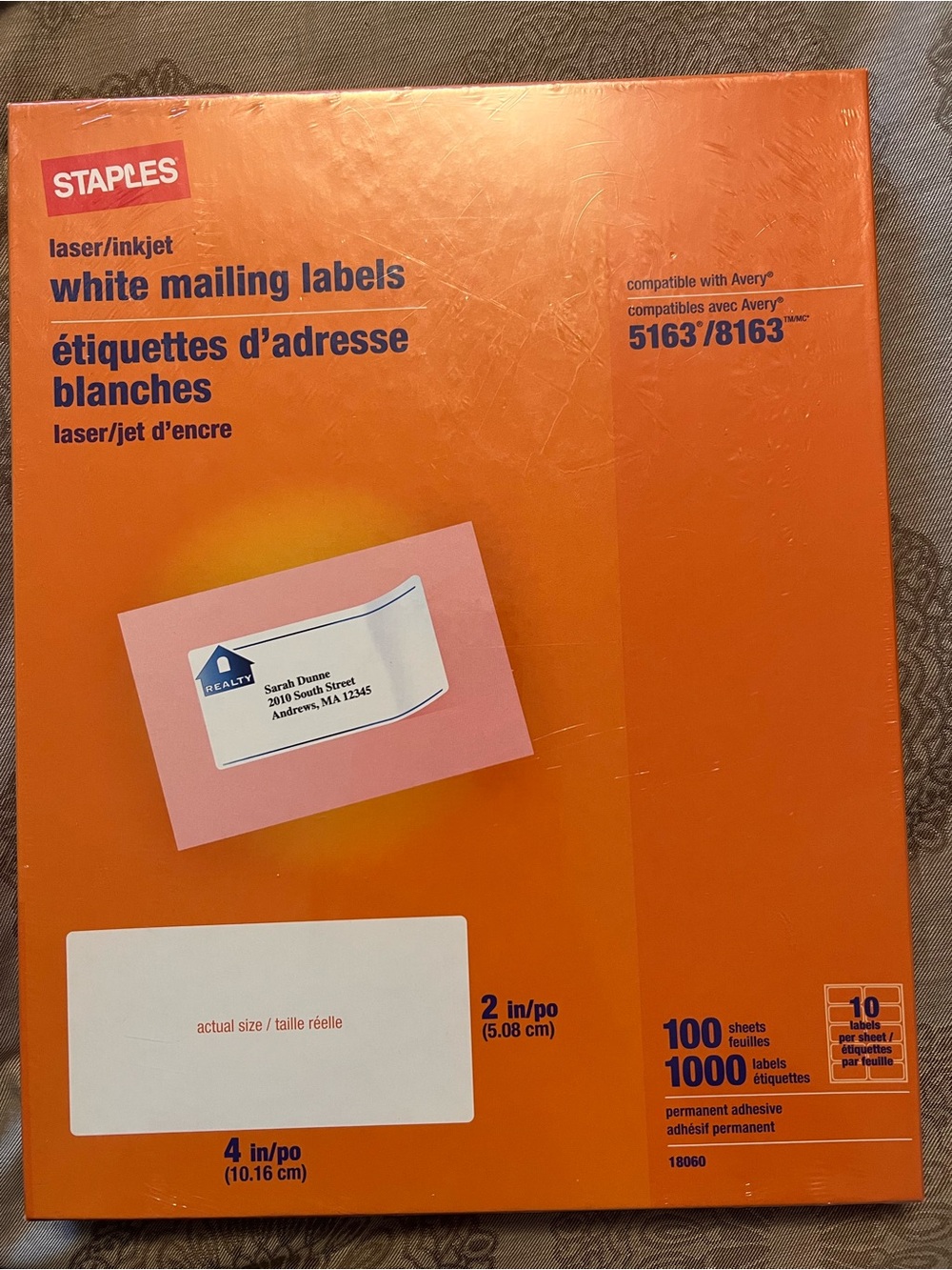 Staples White Mailing Labels - 1000 Pack (White)